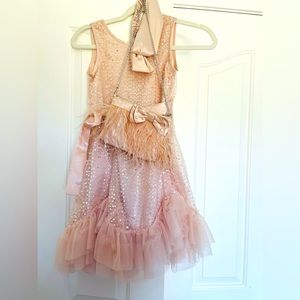 Girls size 6 flapper dress with flapper style headband and purse